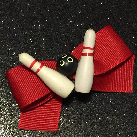 Retro Bowling Bow Barrette