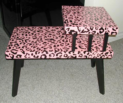 Pink & Black Leopard Print Table