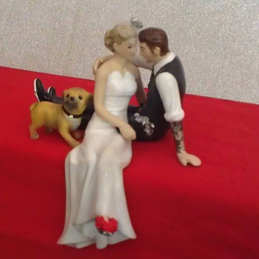 Custom Tattooed Wedding Topper with Pug Dog