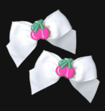 Cherry Bow Hairclips