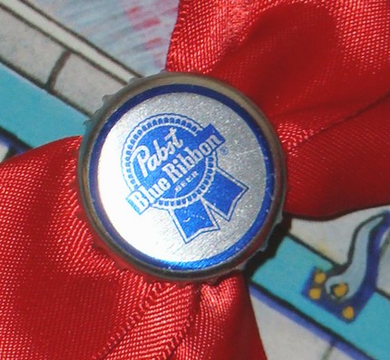 Pabst Beer Bottlecap Bow Hair Clips